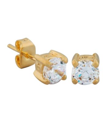 18K Gold Plated Brass 5mm Cubic Zirconia Stud Earrings