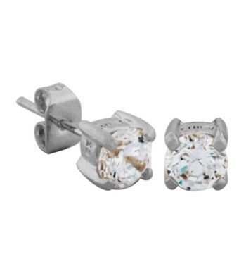 Rhodium Brass Bass 5mm Cubic Zirconia Stud