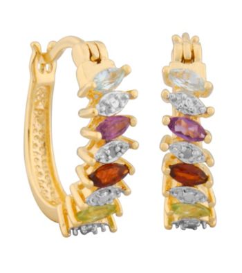 18K Brass Base Marquis Multi Stone Hoop