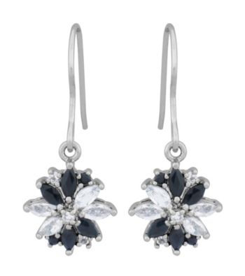Rhodium Brass Base White Topaz G Sapphire Wire Earring