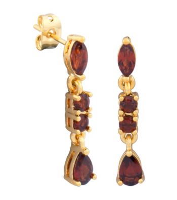 18K Brass Base Marquis Pear Shape Garnet Drop Earring