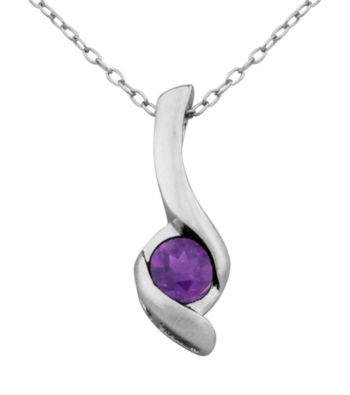 Rhodium Brass Base Amethyst Pendant