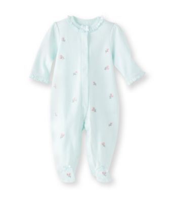 Little Me® Baby Girls' Aqua Rosebud Footie