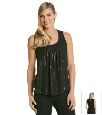 Cupio® Woven Front Knit Back Tank