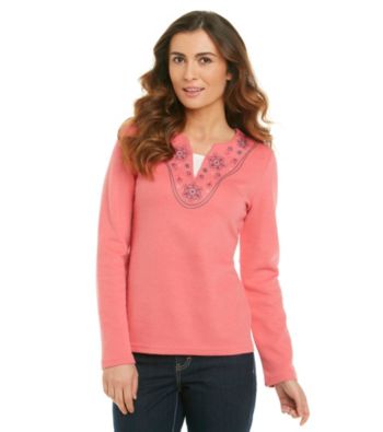 Studio Works® Split Crew Brushed Knit Top