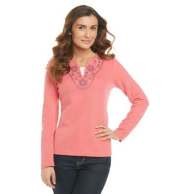 Studio Works® Petites' Split Crew Brushed Knit Top