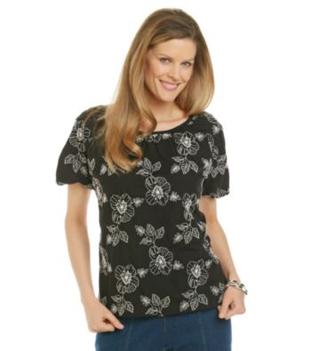 Cathy Daniels® Black White Duet Knit Top