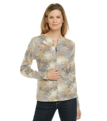 Breckenridge® Floral Etching Zip Cardigan