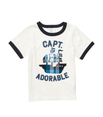 Carter's® Boys' 2T-4T White Short Sleeve Captain Adorable Tee