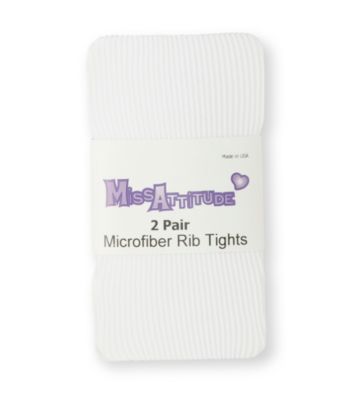 Miss Attitude Girls' 2-pk. White Microfiber Rib Tights