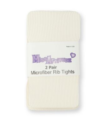 Miss Attitude Girls' 2-Pk. Ivory Microfiber Rib Tights