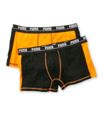 PUMA® Men's Black/Orange Cotton 2-Pack Trunks