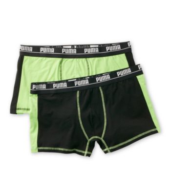 PUMA® Men's Green/Black Cotton 2-Pack Trunks