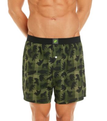 John Bartlett Statements Men's Green Checkered Boxer with Black Bears