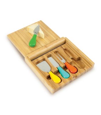 Picnic Time® Carnaval Bamboo Cutting Board with Colored Cheese Tools