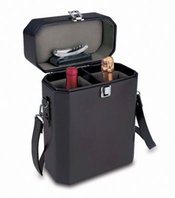 Picnic Time® Adagio Black with Grey 2-Bottle Wine Case