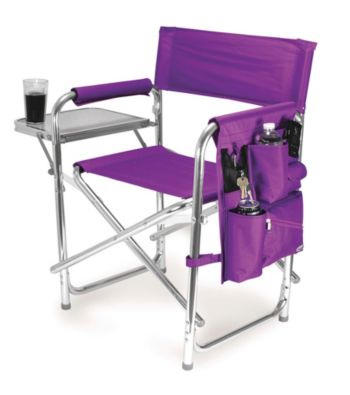 Picnic Time® Purple Stripe Sport Chair with Chrome Frame