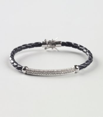 Marsala Sterling Silver and Diamond .25 CT Leather Bracelet