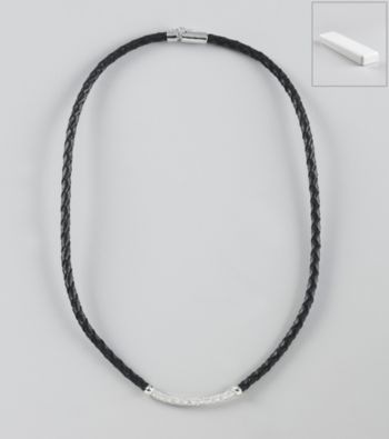 Marsala Sterling Silver and Diamond .25 ct. t.w Leather Necklace