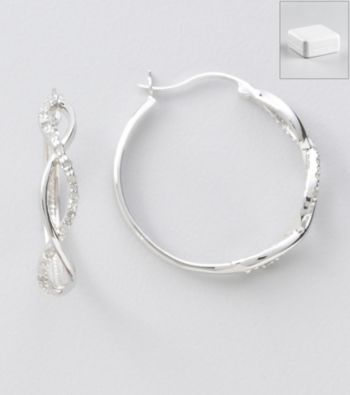 Marsala Sterling Silver and Diamond .25 ct. t.w Hoop Earrings