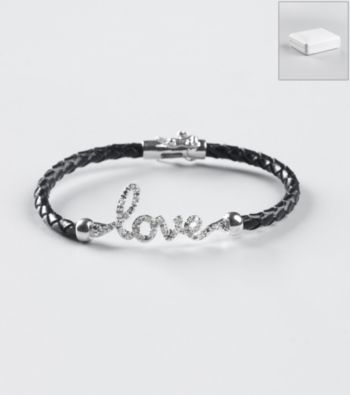 Marsala Sterling Silver Diamond .25 ct. t.w Leather Bracelet