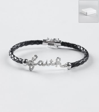 Marsala Sterling Silver Diamond .25 ct. t.w Leather Bracelet