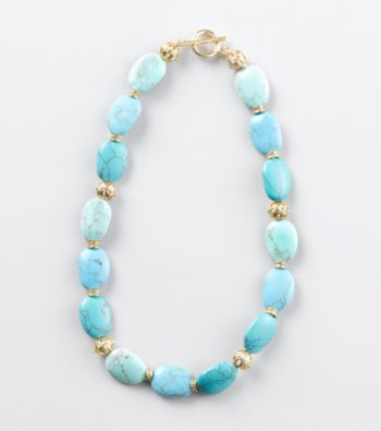 Lauren Ralph Lauren Turquoise/Goldtone Semi-Precious Necklace