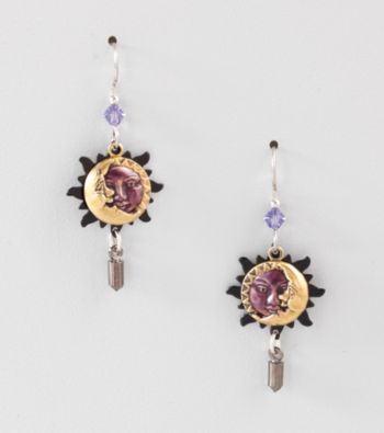 Silver Forest® Black Star and Moon Face Earrings