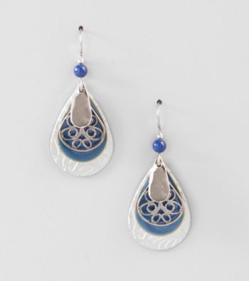 Silver Forest® Blue Layered Tear Drop Earrings