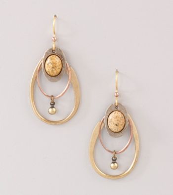 Silver Forest® Brown Jasper Hoop Earrings