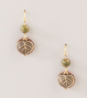 Silver Forest® Green Bead and Leaf Earrings