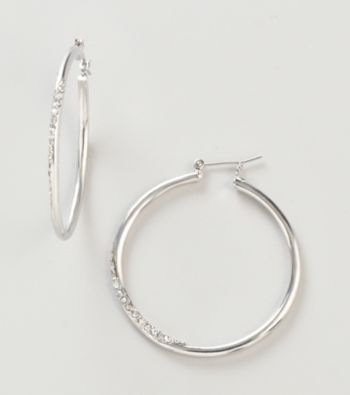 Guess Silvertone Hoop Earrings