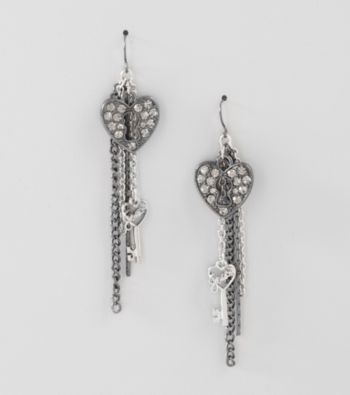 Guess Jet Heart Fishhook Earrings