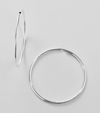 Guess Silvertone Large Endless Hoop Earrings