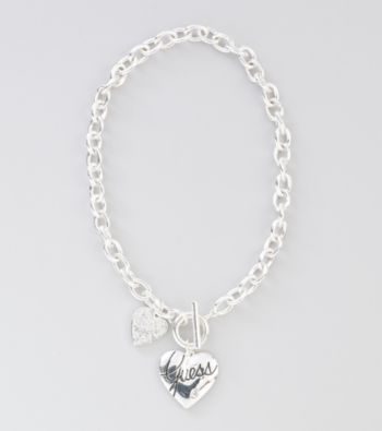 Guess Silvertone Heart Necklace
