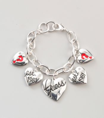 Guess Silvertone Heart Bracelet