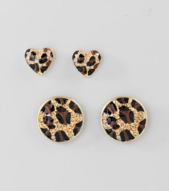 Guess Goldtone Animal Duo Earrings Set