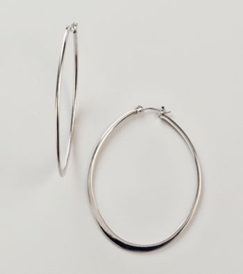 Guess Silvertone Shiny Hoop Earrings