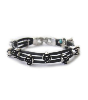 Lucky Brand® Silvertone Floral & Woven Leather Bracelet