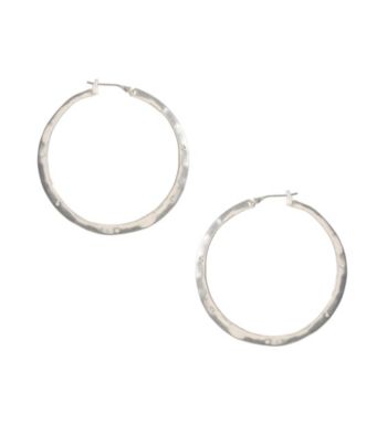 Kenneth Cole® Silvertone Pave Hoop Earrings