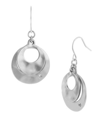 Kenneth Cole® Silvertone Sculptural Double Drop Earrings