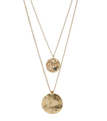 Kenneth Cole® Goldtone Textured and Hammered Discs Two Row Necklace