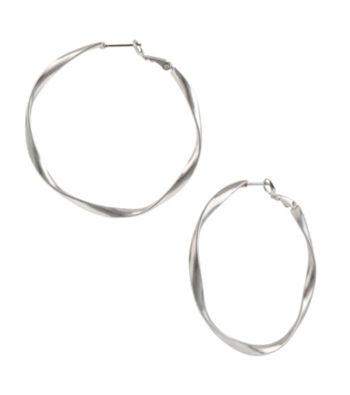 Kenneth Cole® Silvertone Twisted Hoop Earrings