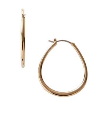 Fossil® Small Tear Hoop Earrings in Polished Goldtone
