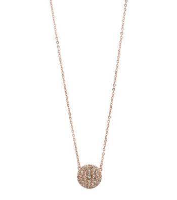 Fossil® Rose Goldtone Circle Pendant with Black Diamond Pave Glitz