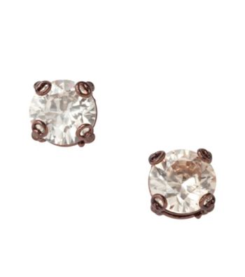 Fossil® Brown Crystal Cubic Zirconia Stud Earrings