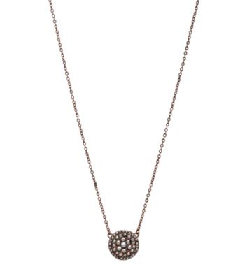 Fossil® Chocolate with Hematite Crystal Glitz Disc Necklace