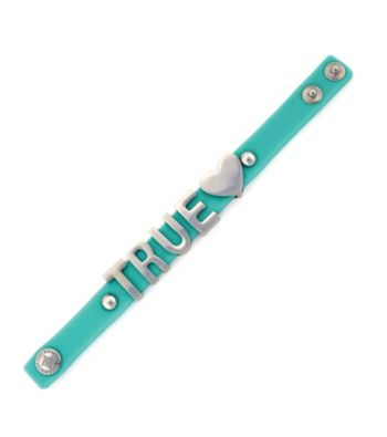BCBGeneration™ Silvertone and Mint True Love Rubber Affirmation Bracelet