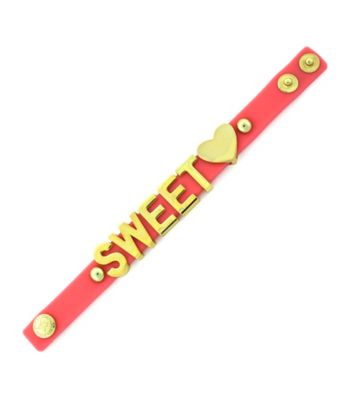 BCBGeneration™ Goldtone and Red Sweet Heart Rubber Affirmation Bracelet
