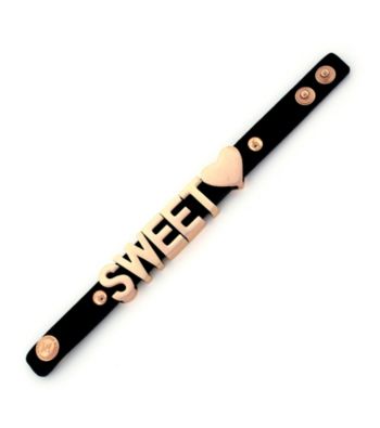 BCBGeneration™ Rose Goldtone and Black Sweet Heart Affirmation Bracelet